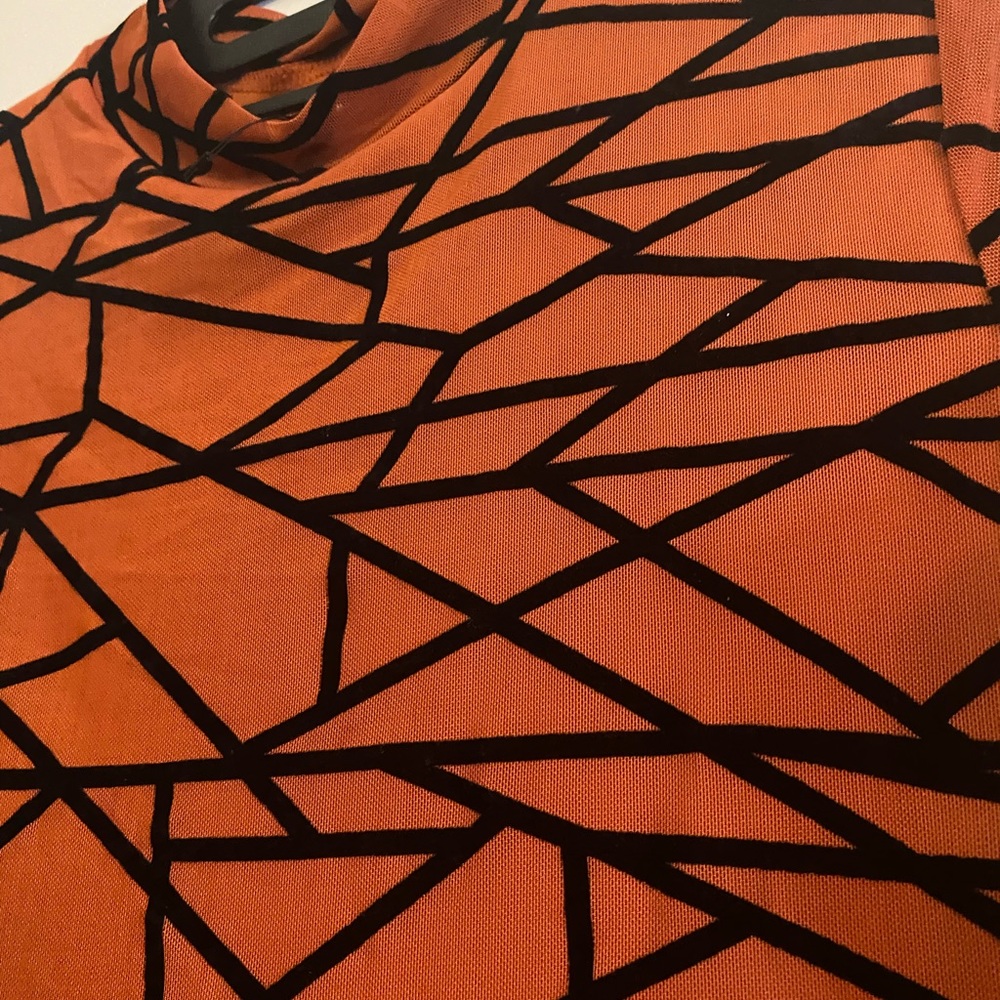 Fashion Nova Mesh It Up Mini Dress Rust w Textured Black Detail - Size M - NWOT - Picture 6 of 9